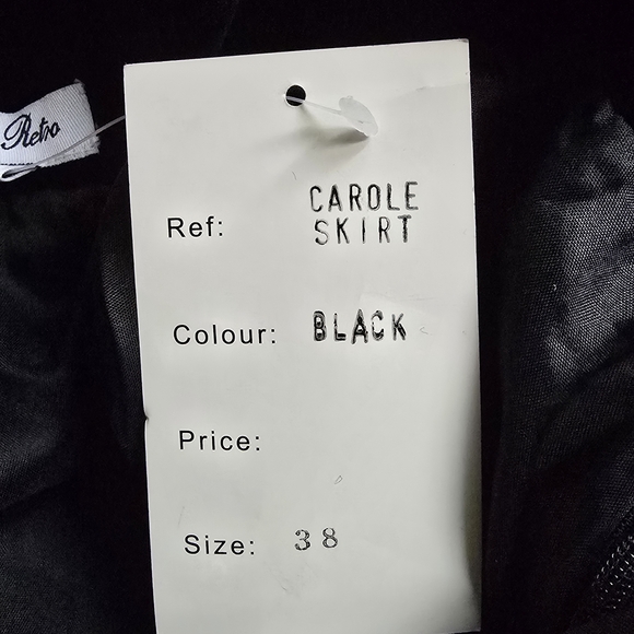 Women's American Retro Carole Black Velvet Skirt with Lace Trim NEW sz 8 - Picture 10 of 13